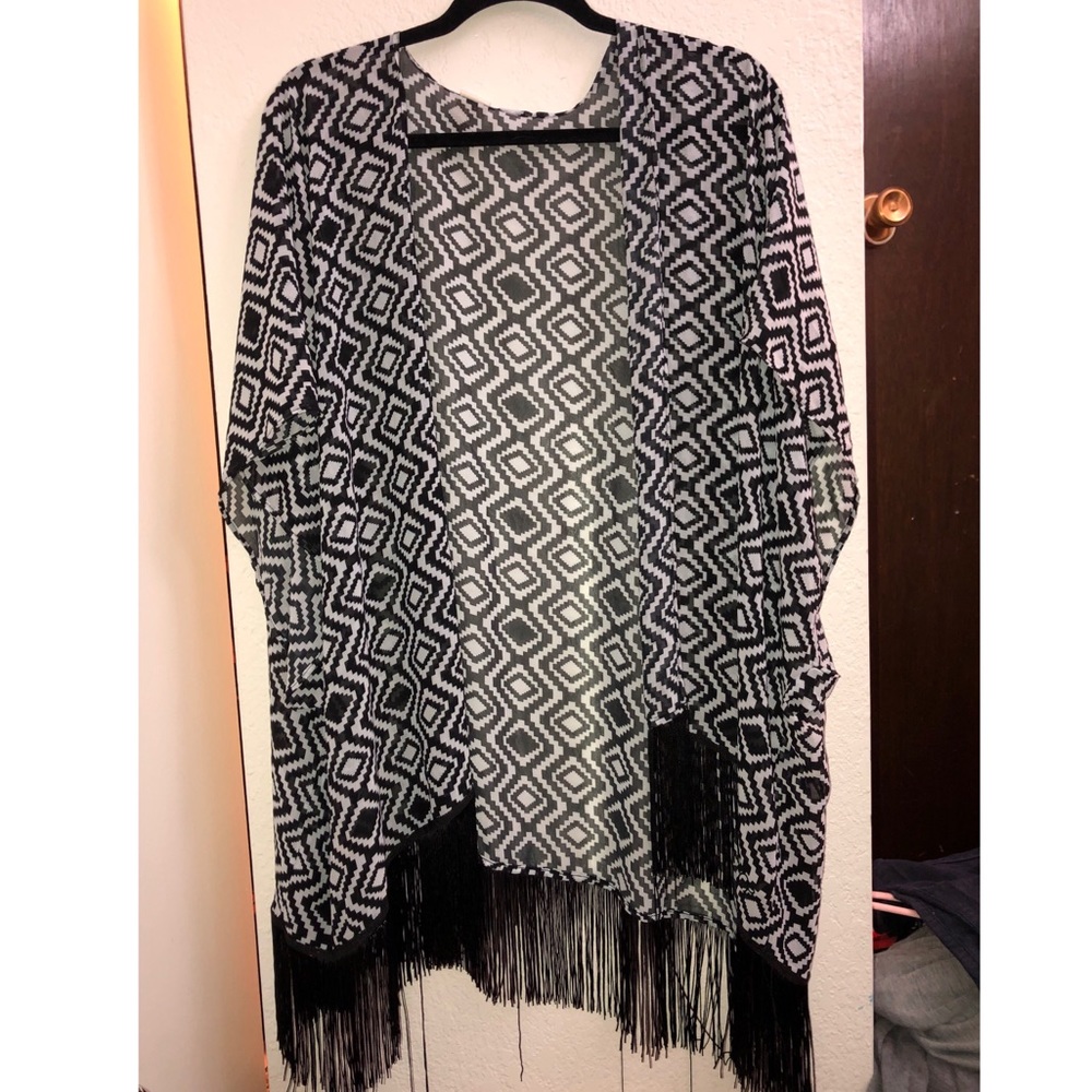 Black and White Sheer Cover up |  XL